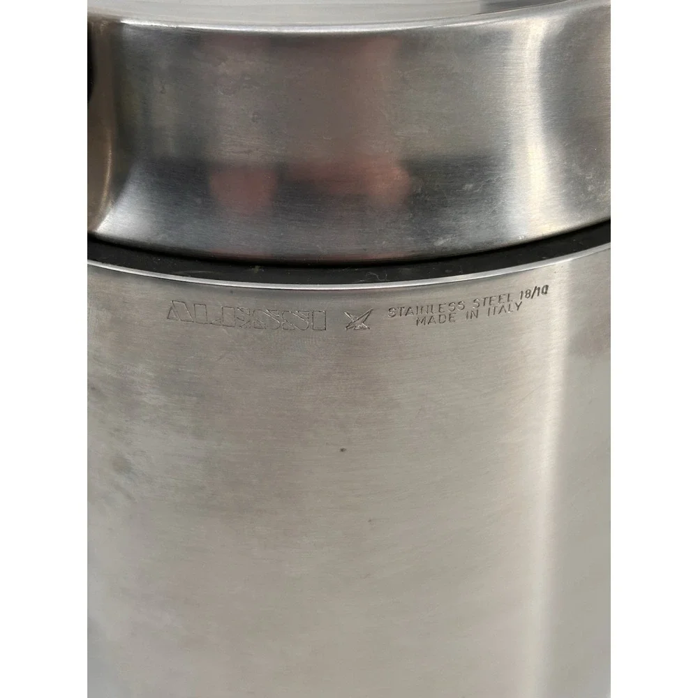 Vintage ALESSI Stainless‎ Steel Thermal Ice Bucket W/ Polished Copper Interior